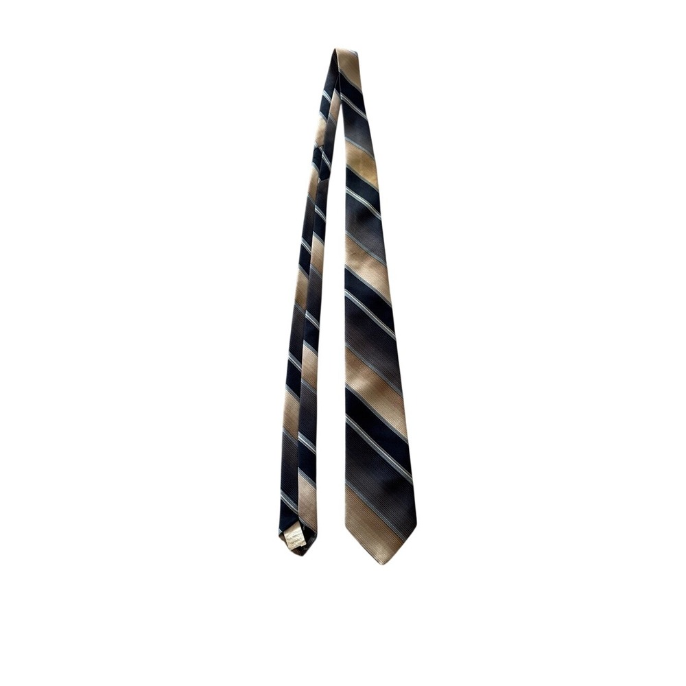 Riviera Collection Men's Striped Neck Tieβ Beige Gray Navy Polyester Classic
